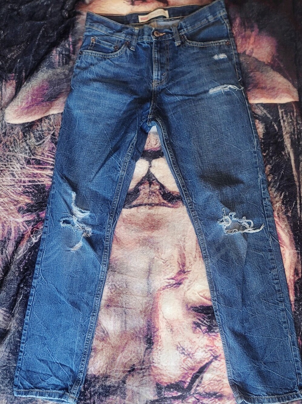 Levis Boys 502 Regular Taper Jeans Sz 14 Reg 27x27 Distressed Denim Medium Wash